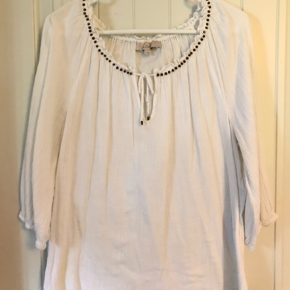 LOFT White Tie Long Sleeve